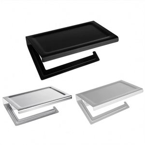 Modern Silver Mobile Self Adhesive Tissue Toilet Paper Towel Roll Holder Rack with Storage <b>Shelf</b> <b>for</b> Bathroom and <b>Kitchen</b> - Product Image 1