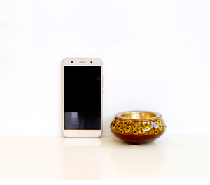 Quemador de Incienso de Cerámica Multicolor con Base de Metal Dorado, Estilo Antiguo, Nuevo de Fábrica - Product Image 6