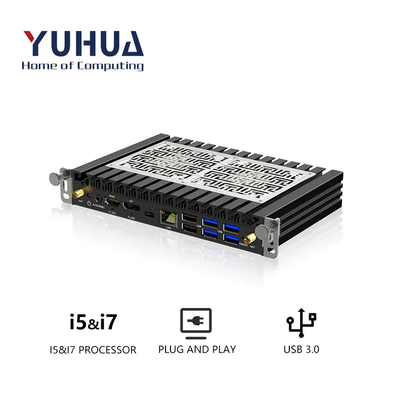 Yuhua OPS Computador com Core I7 12th Gen Iris Xe Graphics DDR5 Mini PC para Escritório Educacional Placa de Conferência Inteligente OPS PC