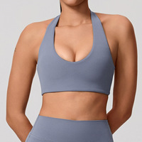 Soutien-gorge de sport européen et américain transfrontalier, dos nu, à découpe torsadée, avec coussinets rembourrés, sexy, pour le yoga et le Pilates, en Spandex/Nylon