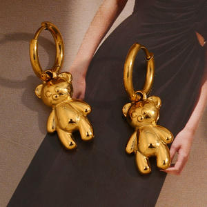 Boucles <span class=keywords><strong>d</strong></span>'oreilles créoles hypoallergéniques 3D Golden Bear sans ternissure pour femmes Fashion Forward Daily - Product Image 1