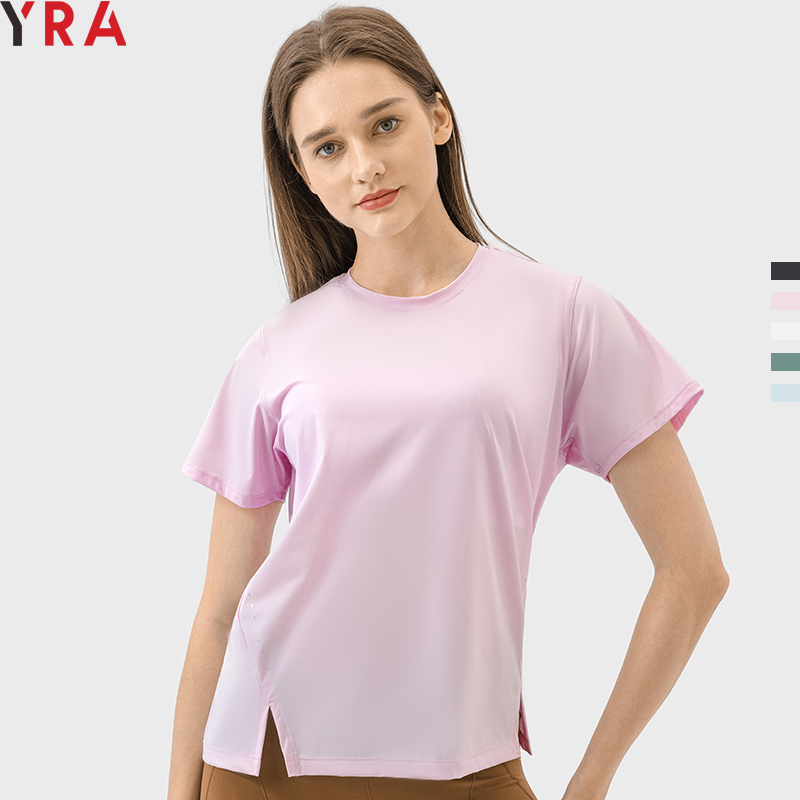 2025 Summer Collection Women's Casual Loose Fitness Sports T-Shirt Breathable Lightweight Yoga Tops Short Sleeves Plus Size