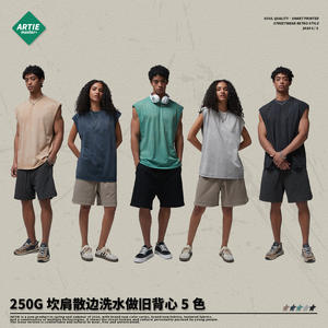 ARTIE Men's Wear ④ 2025 Nueva llegada 250g Chaleco lavado y desgastado para hombres Marca de moda europea y americana Sleevele - Product Image 4