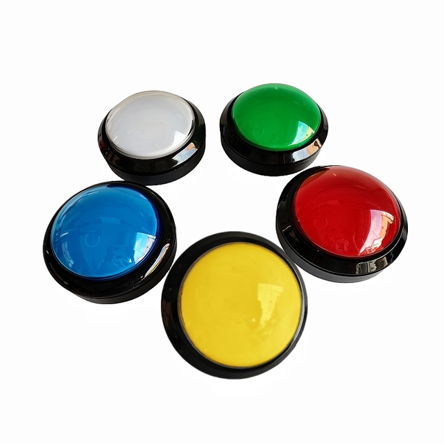 JSJM 100mm Convex Rubber Lighted Large Button for Arcade Game Machine with Illuminated Button Bracket Microswitch Parts