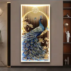 Artunion-لوحة فنية حديثة بسيطة للطاووس ، شرفة غرفة المعيشة ، بورسلين كريستالي ، جدار خلفية ليد