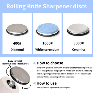 Discos de Repuesto para <span class=keywords><strong>Afilador</strong></span> de Cuchillos - Discos de Diamante Manuales para Afilar con Grano Grueso 100-400, Duraderos y Ecológicos - Product Image 4