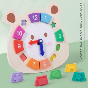 Jouets Montessori <span class=keywords><strong>en</strong></span> <span class=keywords><strong>bois</strong></span> horloge de dessin animé <span class=keywords><strong>en</strong></span> forme d'ours <span class=keywords><strong>arc</strong></span>-<span class=keywords><strong>en</strong></span>-<span class=keywords><strong>ciel</strong></span> <span class=keywords><strong>12</strong></span> pièces amovibles horloge jouet d'apprentissage jouet d'éducation précoce - Product Image 2