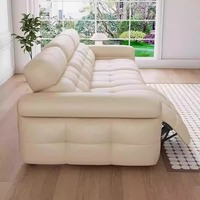 Canapé modulaire moderne en cuir de vachette véritable RISING avec appui-tête réglable pour salons