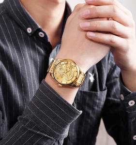 New Dragon Embossed Dial Luxurious Exquisite Business Men's 3 ATM <b>Waterproof</b> <b>Watch</b> Multi-color Stainless Steel Simple Cartoon - Product Image 5