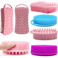 Long Bristles Double-Sided Silicone Body Cleansing Brush Soft Silicone Loofah Shower Scrubber Shampoo Scalp Massager