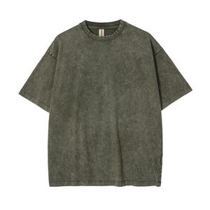 Camiseta de Manga Corta Oversize Lisa Teñida 100% Algodón para Hombre, Cuello Redondo Casual, Color Sólido, Tejido de Punto Jersey 250g - Product Image 5