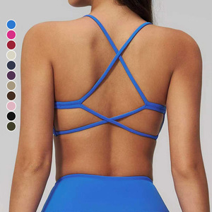 Sujetador deportivo con logo personalizado, cuello en V, espalda cruzada, <span class=keywords><strong>de</strong></span> secado rápido, alta sujeción, para yoga, running, push-up, transpirable, para gimnasio y fitness. - Product Image 4