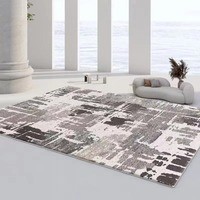Tapis moderne gris noir, doux et grand, pour salon et chambre à coucher