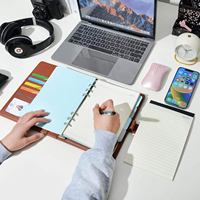 Carnet/Agenda A5 A4 en Cuir PU à Anneaux, Organiseur/Planificateur Rechargeable avec Papier Amovible et Porte-Documents Amovible