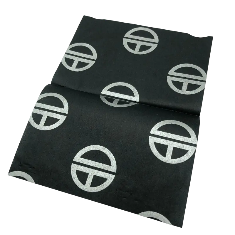 17g Groothandel Gekleurde kleding goedkope custom logo wikkelen tissue papier met zwarte opdruk merknaam