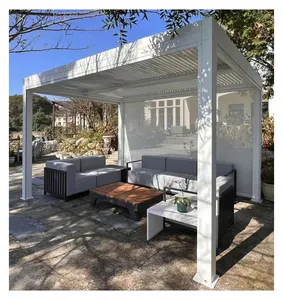 Paviliun 3x3 3x4 3x5 Aluminium Pergola Bioclimat Gazebos Pergola Bioclimatique Aluminium Gazebo luar ruangan