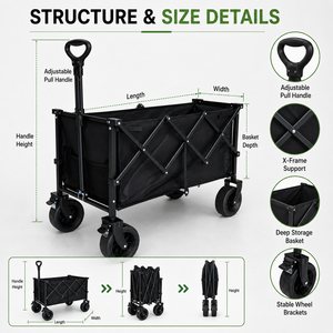 Carrito de Utilidad Plegable Industrial de Cuatro Ruedas YDC-2505 de BNcompany OEM/ODM, Estable y Portátil, para Herramientas, Campamento, Jardín y Actividades al Aire Libre - Product Image 4