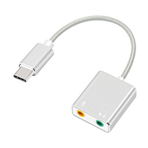 Snelle Levering Aluminium Externe Geluidskaart Met Kabel Type-C Usb 3.1 Sound Card Adapter