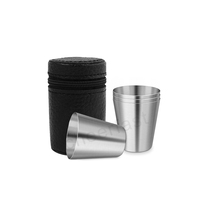 Support pour ajouter votre logo Emballage en cuir PU Ensemble de verres à vin Étui de transport Camping en plein air Voyage Tasse à whisky