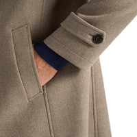 Manteau en laine mérinos 100% à simple boutonnage pour hommes, vêtements d'extérieur décontractés chameau taupe, blazer long boutonné pour l'hiver d'affaires