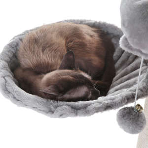 Arbre à chat en bois luxueux et écologique, personnalisé, à 4 niveaux, grand espace, avec griffoir et jouet - Product Image 4