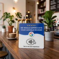 NFC Google Bewertungskarte NTAG213 Wasserdicht 16 Sprachoptionen 100.000 Mal Wiederbeschreibbar Boost 5-Sterne-Bewertungen Anpassbar Hotel