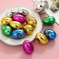 Coquilles d'œufs de Pâques vierges électroplaquées, ouvrables, colorées, en plastique, thème folklorique, décorations de Noël, en boîte