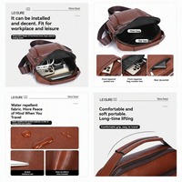 Tas Selempang Pria Bisnis Bahan PU Anti Air Anti Maling Multi-Kantong Tali Dapat Disesuaikan Untuk Perjalanan Kerja