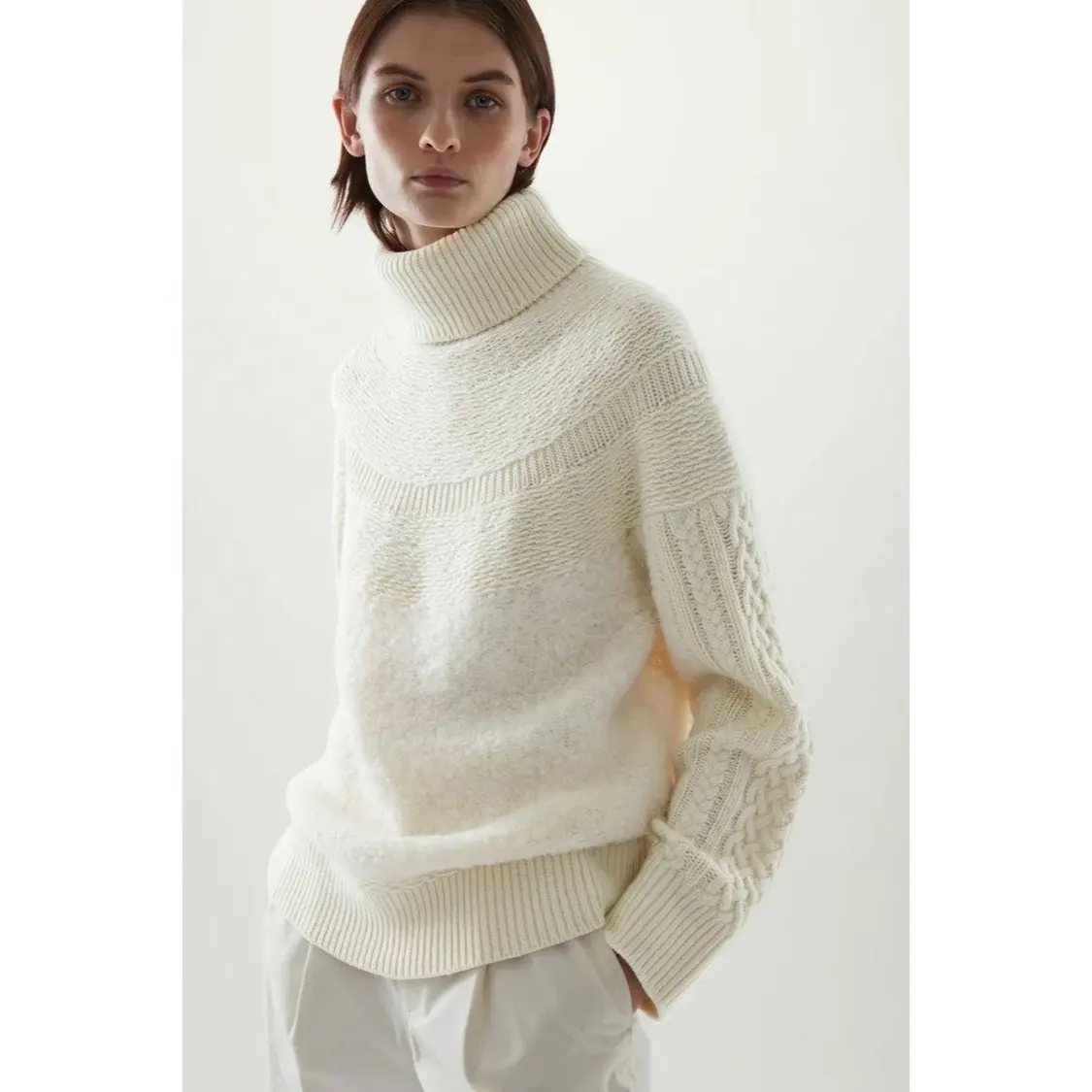 Winter White Sweater For Women Plus Size Crop Top 2022 Waffle Chunky Oversized Knitwear Wool Luxury Women Turtle Neck Sweater