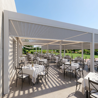 Pergola Commerciale Robuste en Aluminium avec Toit Pare-Soleil à Lames Orientables Imperméables pour Restaurant, Jardin, Bâtiment, Pavillon, Patio