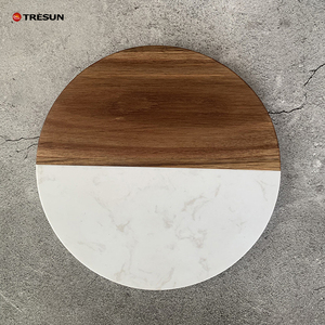 Round <b>Large</b> Natural Acacia <b>Marble</b> Spliced Non-Toxic Eco-Friendly Reusable Cutting Board & Cheese Board Home Kitchenware - Product Image 4