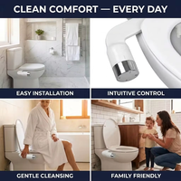 Bidet minimaliste en ABS sans électricité pour eau froide, emballage compact, double buse, lavage avant et arrière, projets hôteliers, OEM personnalisé