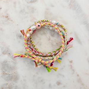 Nouveauté Bracelet Perlé Anti-Mauvais Œil en Macramé Tressé Fait Main avec Perle d'Eau Douce, Cadeau Chrétien d'Été Unisexe, Vente en Gros - Product Image 2
