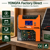 Contrôleur de charge solaire MPPT 60A 12V 24V 36V 48V avec écran LCD automatique et sortie USB pour système de panneaux solaires