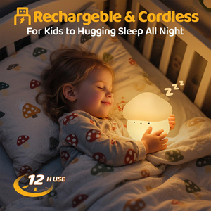 Lampada Notturna a Forma di Fungo, Luce LED con Timer, Lampada da Tavolo per Bambini, Ausilio per il Sonno, Luce Calda Bianca, Lampada USB in Silicone - Product Image 3