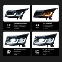 Conjunto de Faros Delanteros con Proyector LED Doble U para Chevrolet Cruze 2009-2014, Lámpara Delantera de Xenón, Piezas de Automóvil XUNBAI, Ajuste Universal