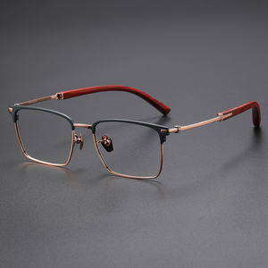 2340 Shenzhen usine sortie bois de santal pur titane cadres carré lecture lunettes cadres haut de gamme pour homme