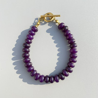 Collier et bracelet bohèmes d'été délicats en pierre naturelle agate rondelle avec fermoir à bascule en acier inoxydable doré