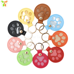 Portachiavi in pelle con stampa zampa di pelle per animali domestici con portachiavi carino portachiavi con ciondolo commemorativo per amanti di cani e gatti - Product Image 2