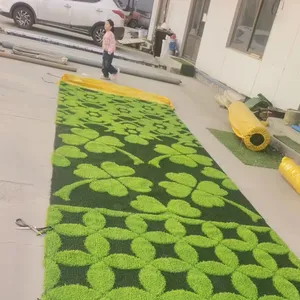 真正的3D图案草定制合成草标志花园户外人造草坪草地毯