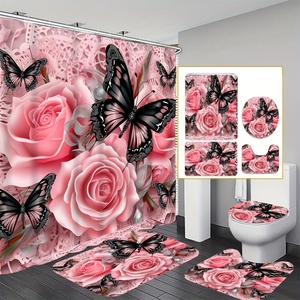 Belle <span class=keywords><strong>farfalle</strong></span> colorate fiori freschi 3D stampate tende da doccia impermeabili in poliestere per bagno bellissimo bagno - Product Image 1