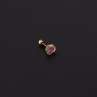 Pendientes de Acero Inoxidable con Piedras de Circonita Cúbica AB en Forma de Corazón, Estrella, Cuadrado y Redondo para Perforaciones de Hélice, Cartílago, Trago y Lóbulo