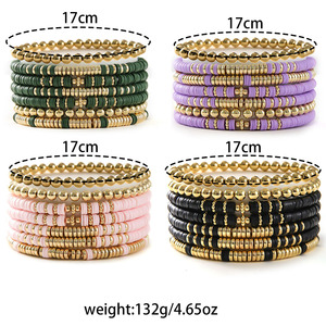 Polymer Clay Stacking <b>Bracelet</b> Set Bohemian Style Colorful Beaded <b>Bracelets</b> For Women Gift Jewelry Yiwu Origin - Product Image 5