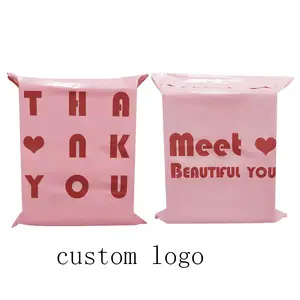 Embalaje Rosa personalizado, bolsa de agradecimiento, envío por correo, paquetes de mensajería de ropa, 10X13