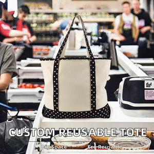 Bolsa de Compras Reutilizable Grande de Lona de Algodón Personalizada y Colorida con Correa para el Hombro y Cierre de Cremallera al por Mayor - Product Image 2