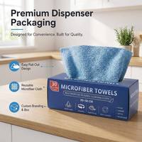 Boîte de 30 lingettes en microfibre personnalisables avec logo, réutilisables, ultra absorbantes, pour le nettoyage domestique, directement de l'usine