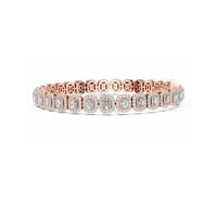 Bracelet tennis unisexe de luxe en or massif 14 carats plaqué argent, serti de diamants synthétiques de laboratoire taille radiant avec halo, cadeau idéal