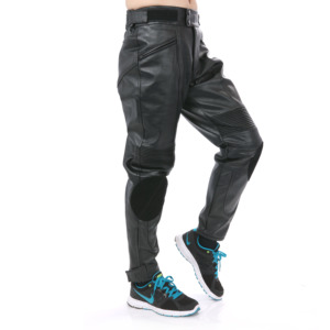 Pantalon en PU noir personnalisé pour moto pour hommes Coupe décontractée Pantalon ample Multi-poches Streetwear Cargo empilé Faux cuir Décontracté - Product Image 6