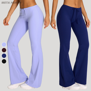 Pantalones de Pilates <span class=keywords><strong>con</strong></span> Logo Personalizado, Cintura Alta, Estilo Flare, Sin Efecto Camel Toe, <span class=keywords><strong>con</strong></span> Cordón Ajustable, Ligeros, Efecto Push-Up, Leggings de Pilates - Product Image 1