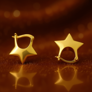 Orecchini a Cerchio E4206 Star Dorati Minimalisti Unisex per Uso Quotidiano Gioielli Raffinati - Product Image 2